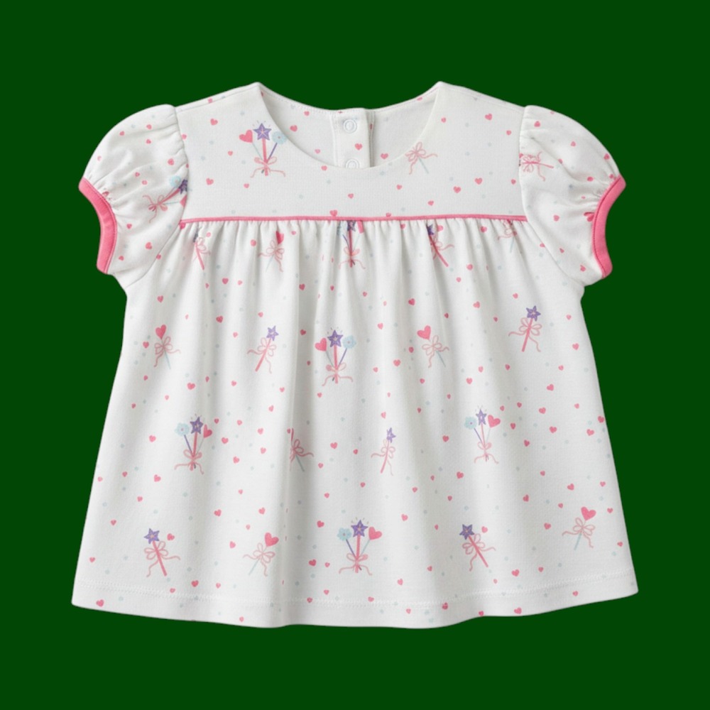 The Beaufort Bonnet Company Wand Heart Pima Cotton Babydoll Top 2T